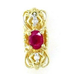 B2174 14K SPACER WITH BURM RUBY AND DIAMONDS 